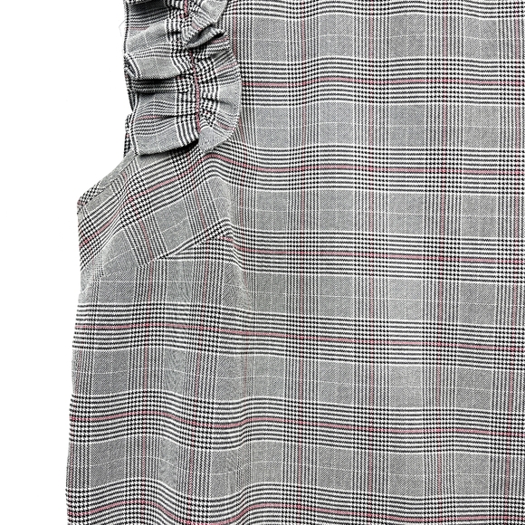 Worthington Houndstooth Plaid Black White & Pink Blouse - Picture 5 of 10